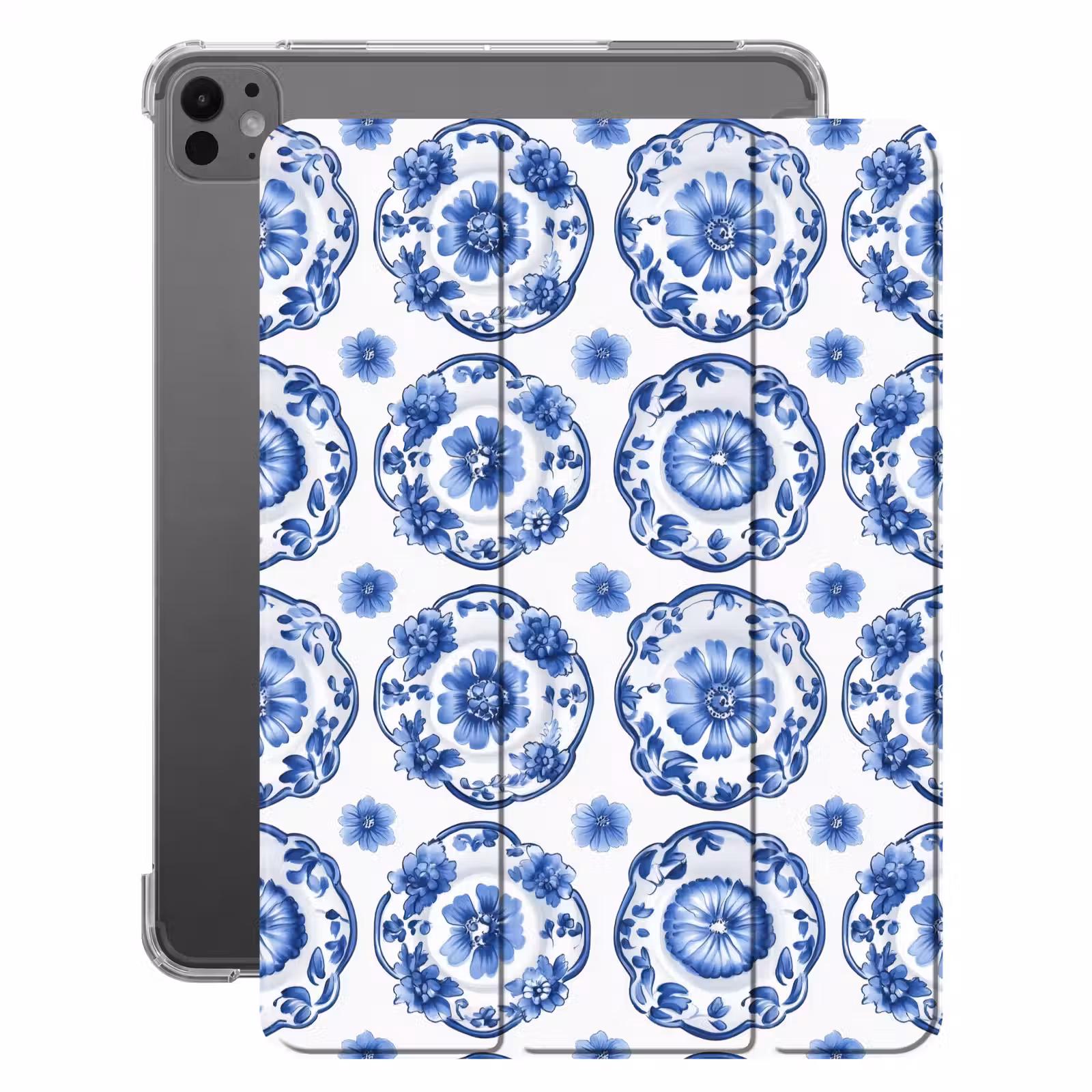 iPad-Hülle - Zierteller - Blumen - Blau — 1