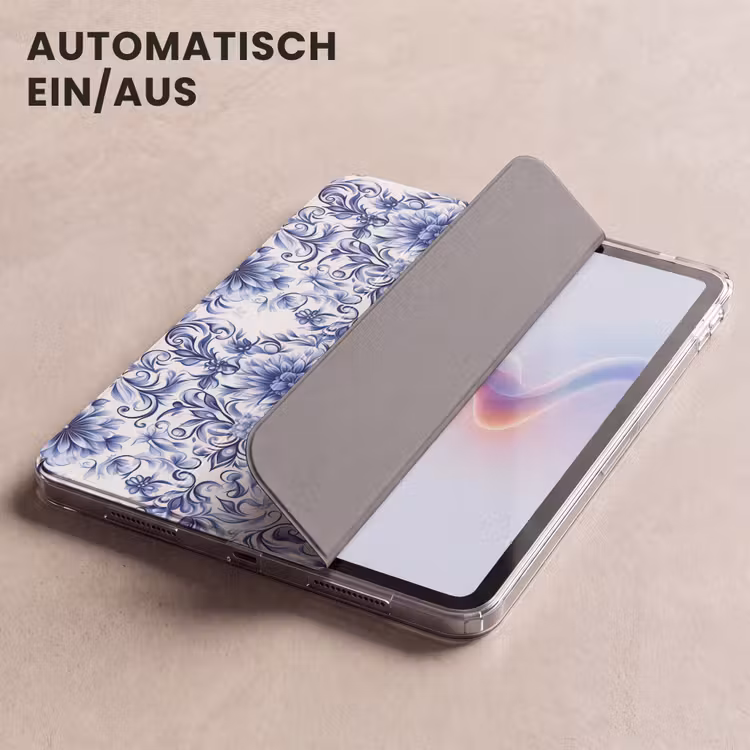 iPad-Hülle - Blumen - Blau - Muster - Weiß — 5