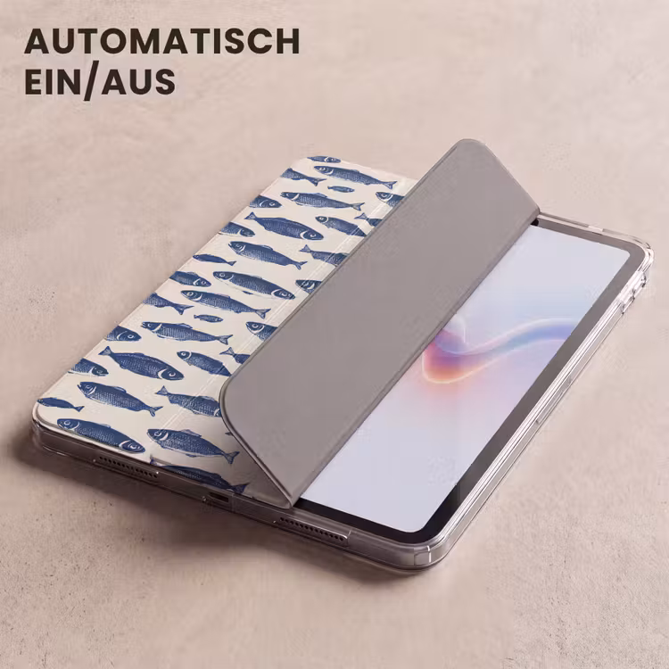 iPad-Hülle - Fisch - Muster - Blau - Weiß — 5