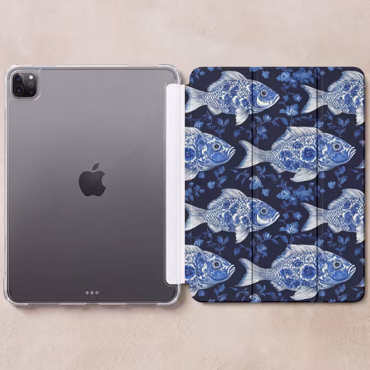 iPad-Hülle - Fische - Blumen - Blau — 6
