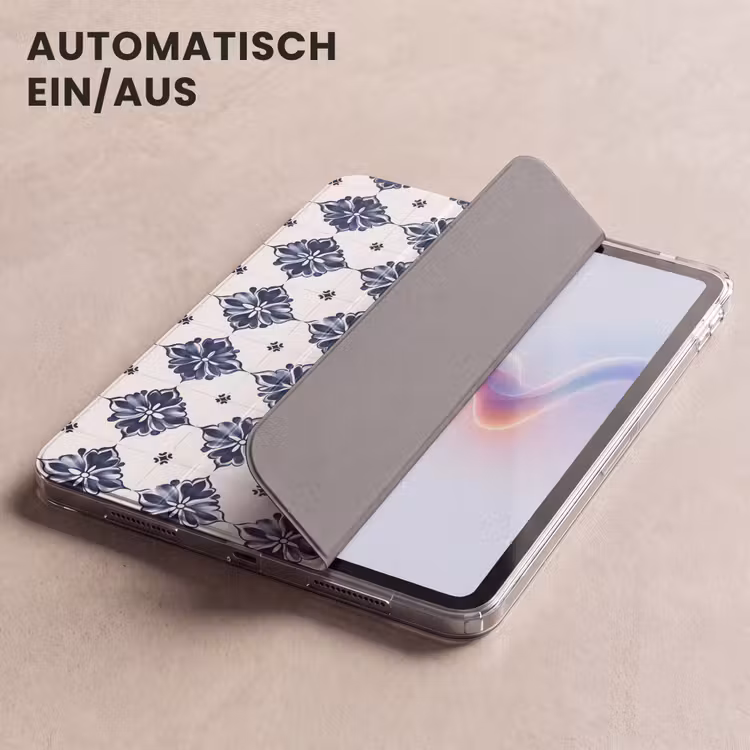 iPad-Hülle - Kachelmotiv - Blau - Weiß - Blume — 5