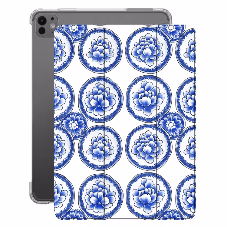 iPad-Hülle - Kreise - Blumen - Blau — 1