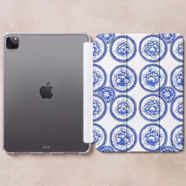 iPad-Hülle - Kreise - Blumen - Blau — 6