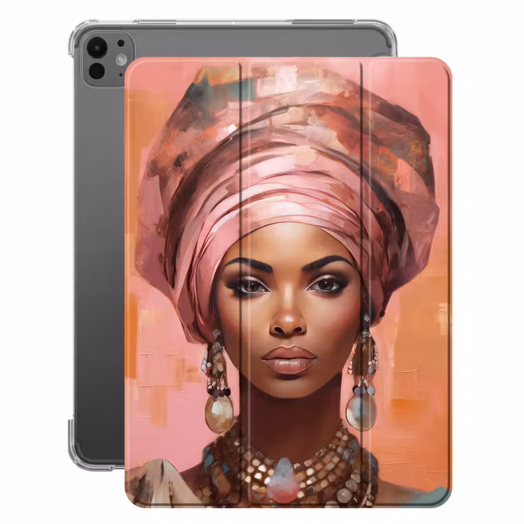 iPad-Hülle - Kunst - Frau - Rosa - Schmuck - Porträt — 1