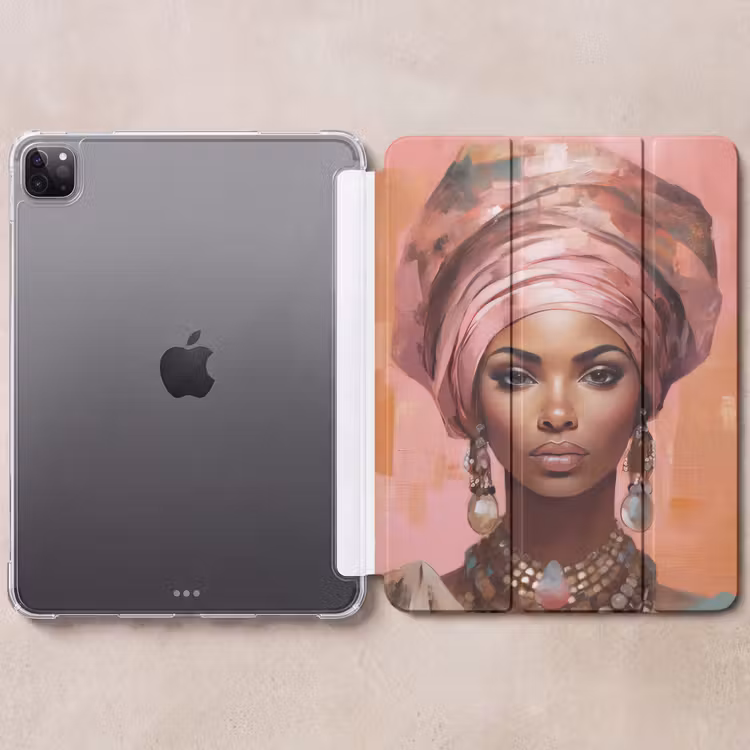 iPad-Hülle - Kunst - Frau - Rosa - Schmuck - Porträt — 6