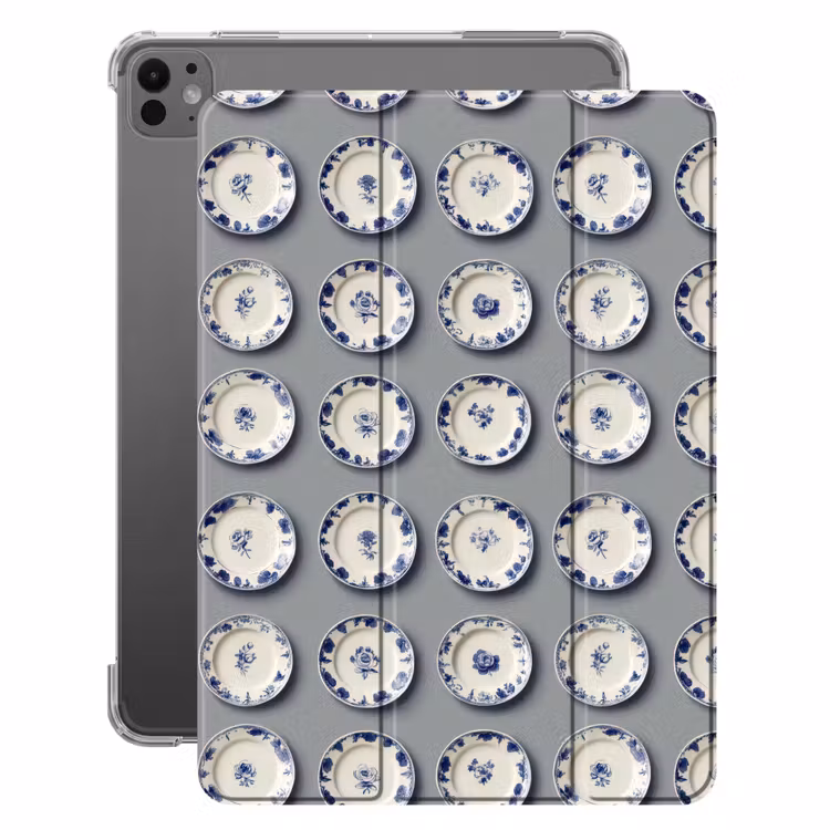 iPad-Hülle - Schilder - Blumen - Blau - Weiß — 1