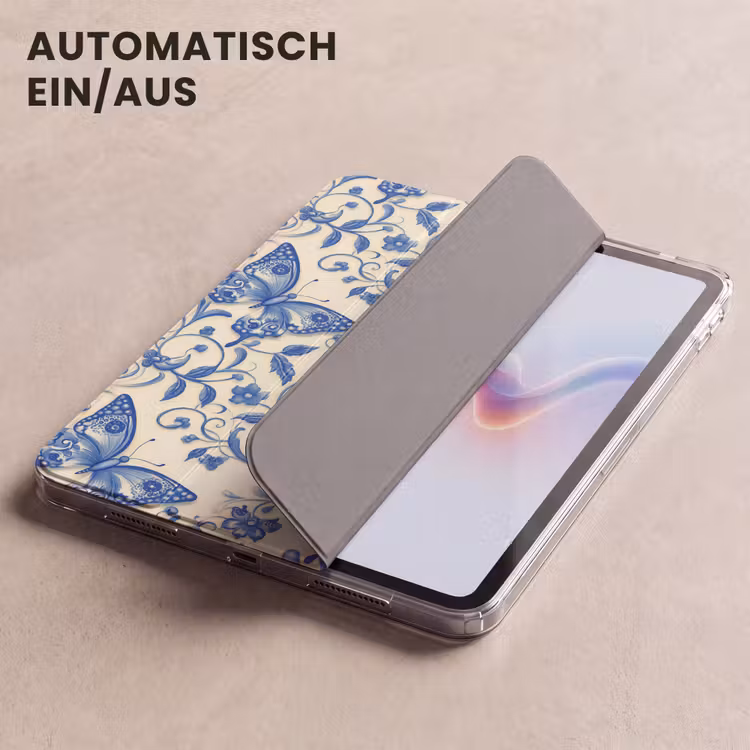 iPad-Hülle - Schmetterlinge - Blumen - Blau - Botanisch — 5