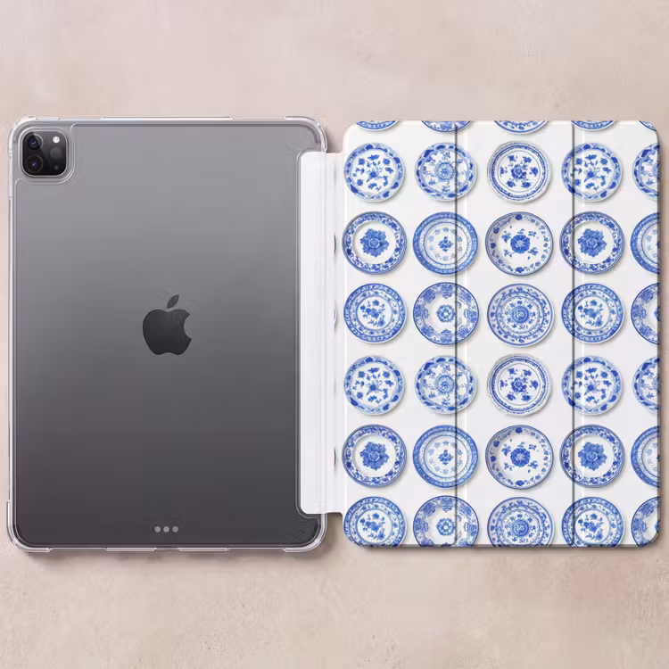iPad-Hülle - Teller - Blumen - Muster - Blau — 6