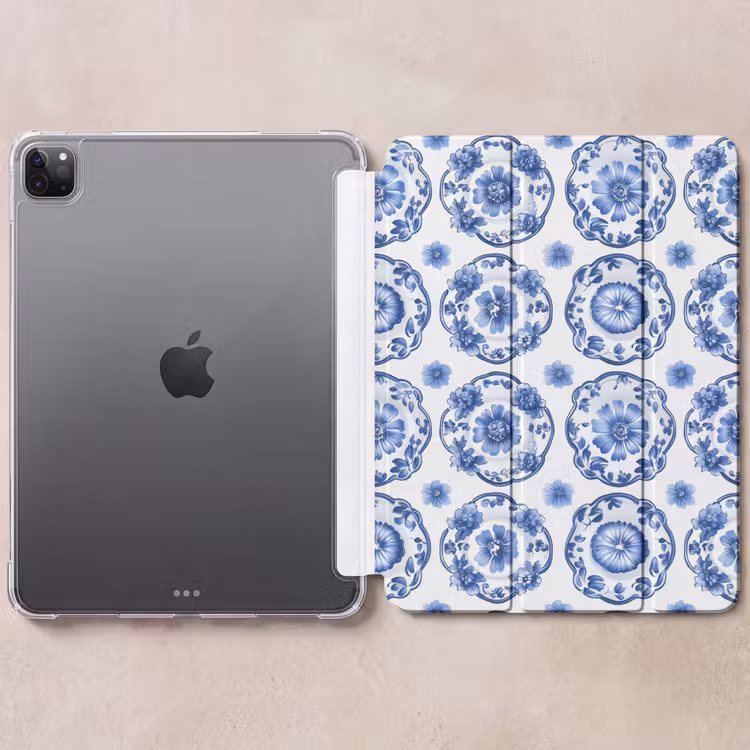 iPad-Hülle - Zierteller - Blumen - Blau — 6
