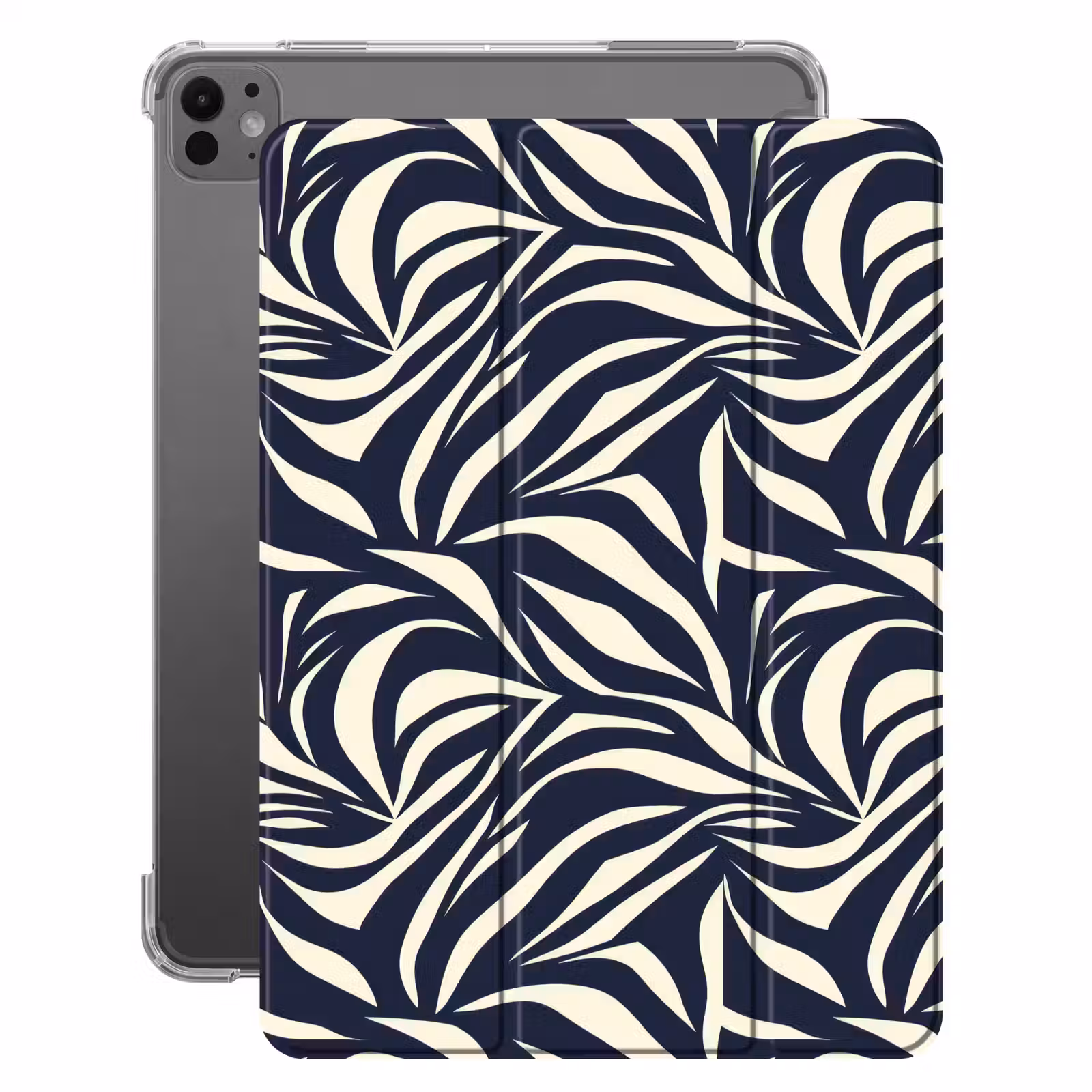 iPad-Hülle - Blattformen - Blau - Muster - Weiß — 1