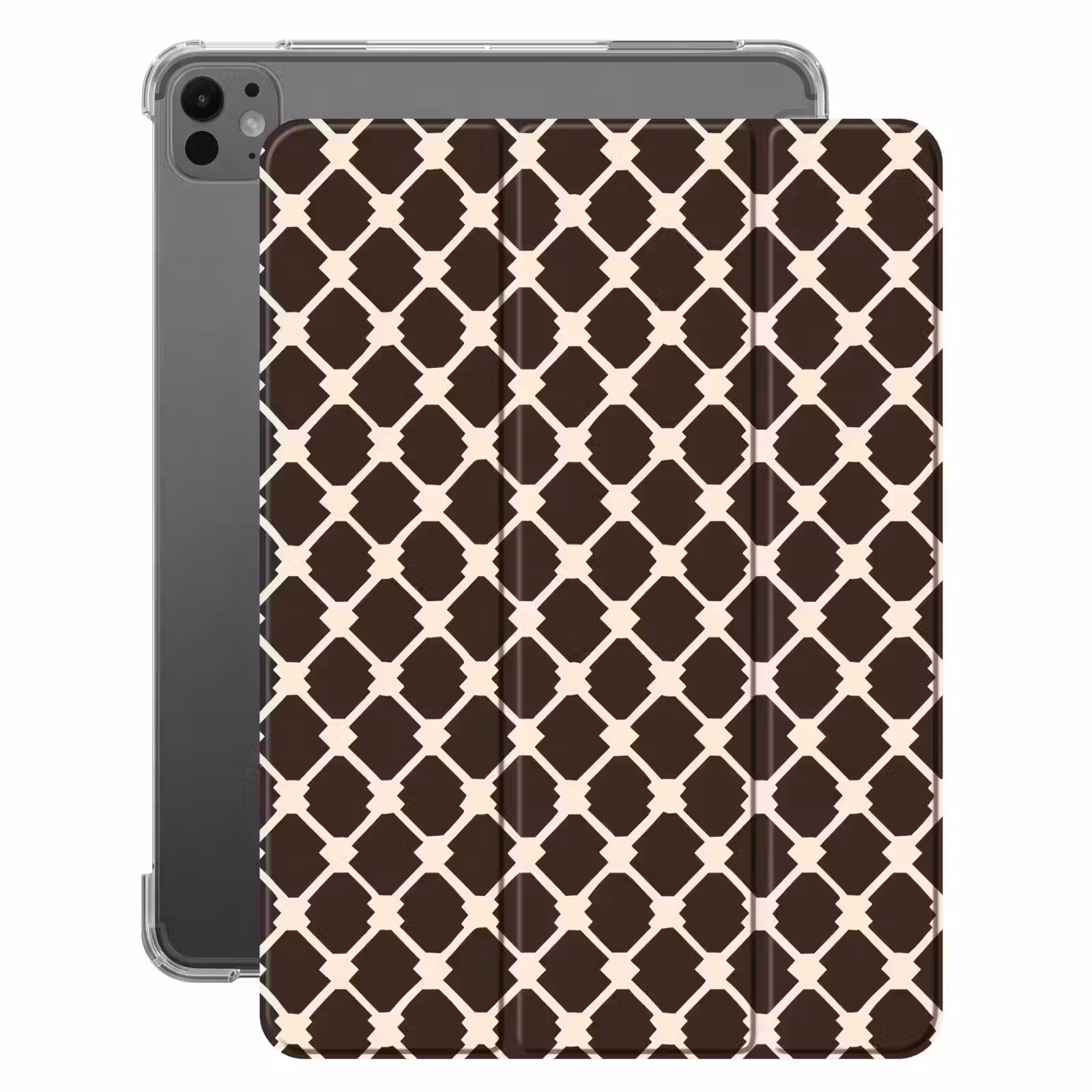 iPad-Hülle - Braun - Schachbrettmuster - Geometrisch — 1