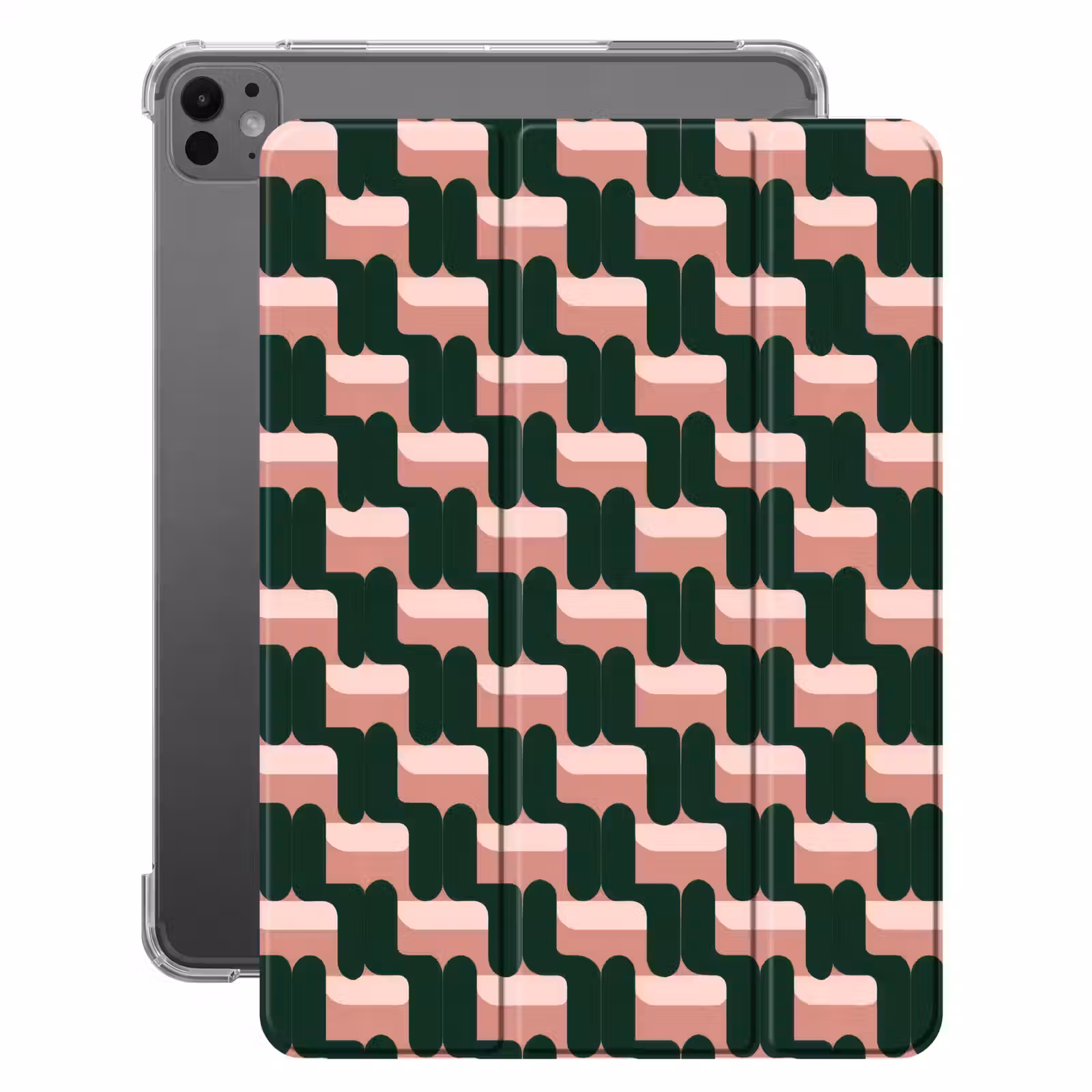 iPad-Hülle - Zopfmuster - Grün - Rosa - Geometrisch — 1