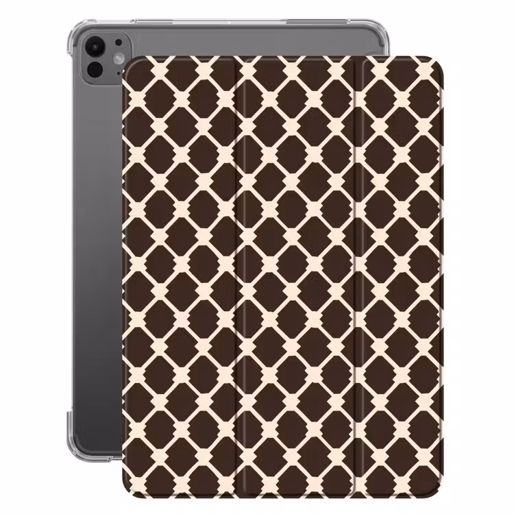 iPad-Hülle - Braun - Schachbrettmuster - Geometrisch — 1