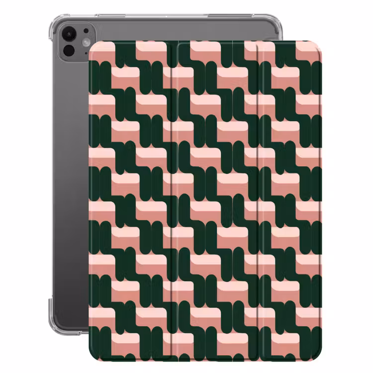 iPad-Hülle - Zopfmuster - Grün - Rosa - Geometrisch — 1