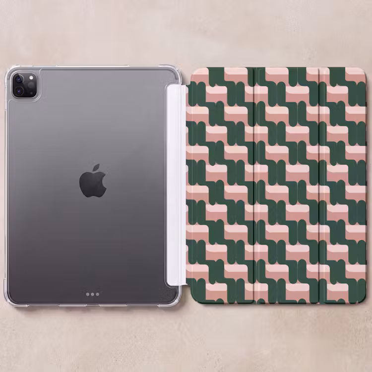 iPad-Hülle - Zopfmuster - Grün - Rosa - Geometrisch — 6