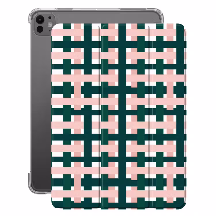 iPad-Hülle - Zopfmuster - Grün - Rosa - Grafik — 1