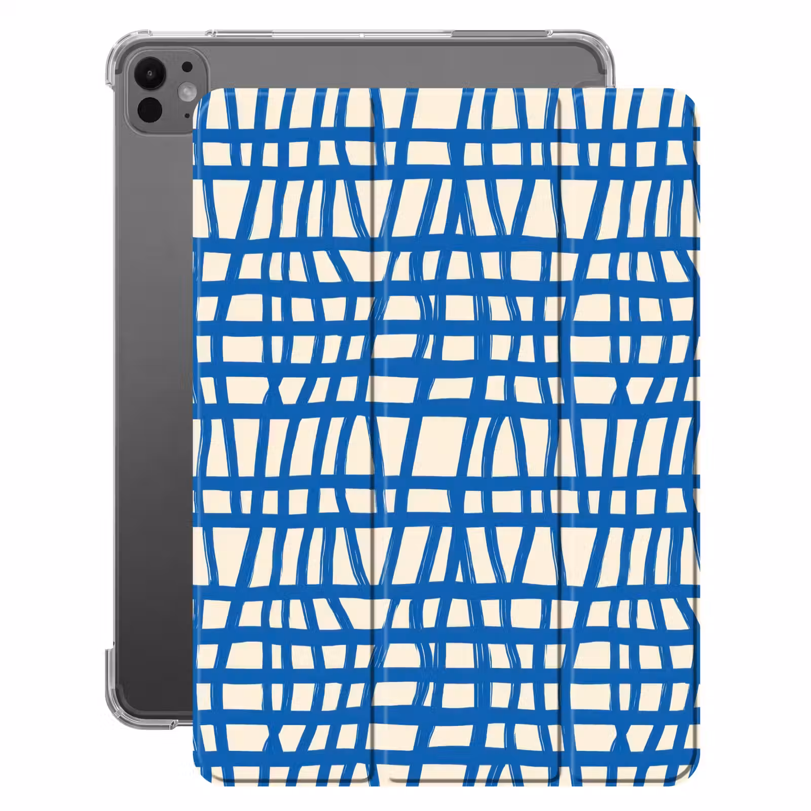 iPad-Hülle - Karomuster - Blau - Creme — 1