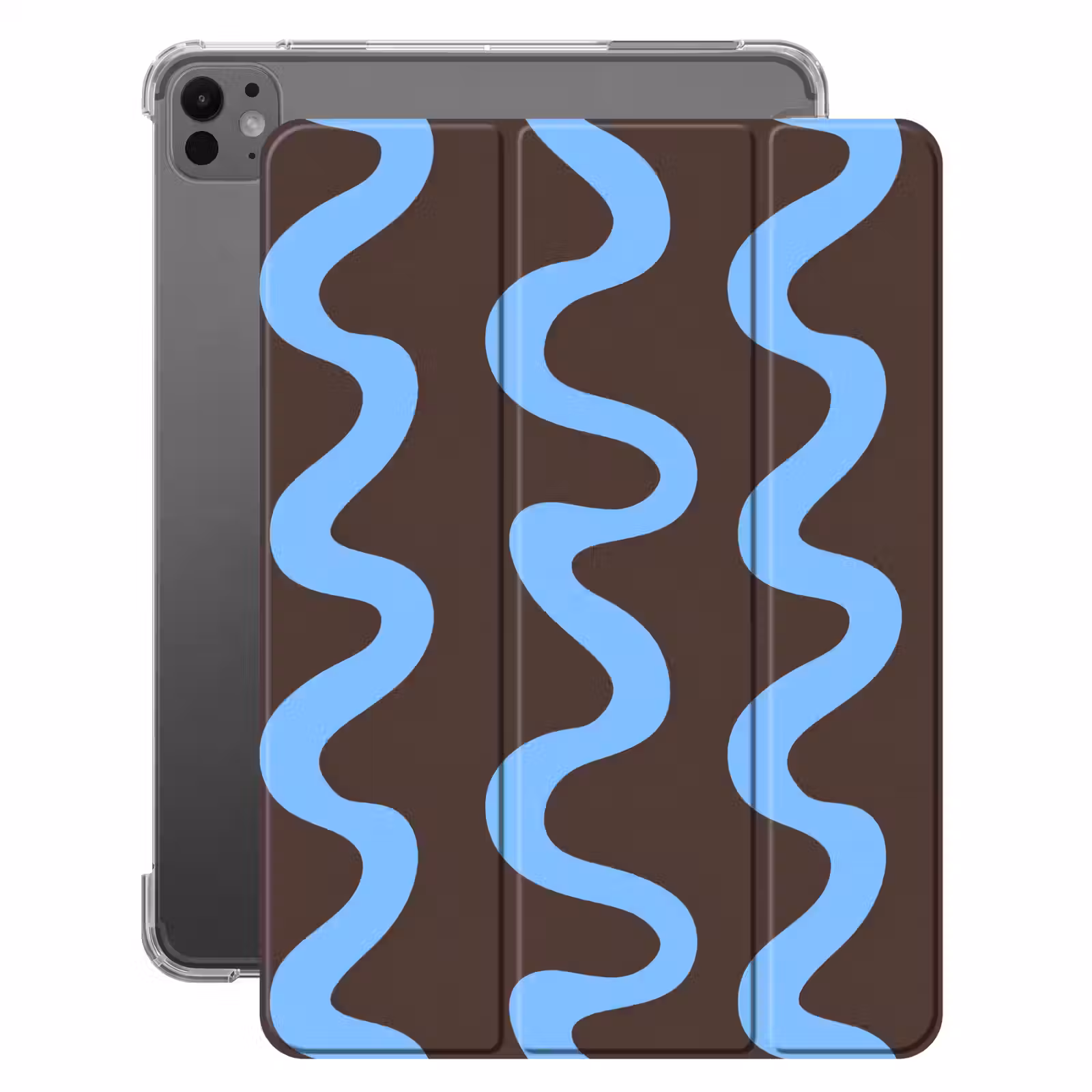 iPad-Hülle - Sich windende Linien - Blau - Braun - Minimalistisch — 1