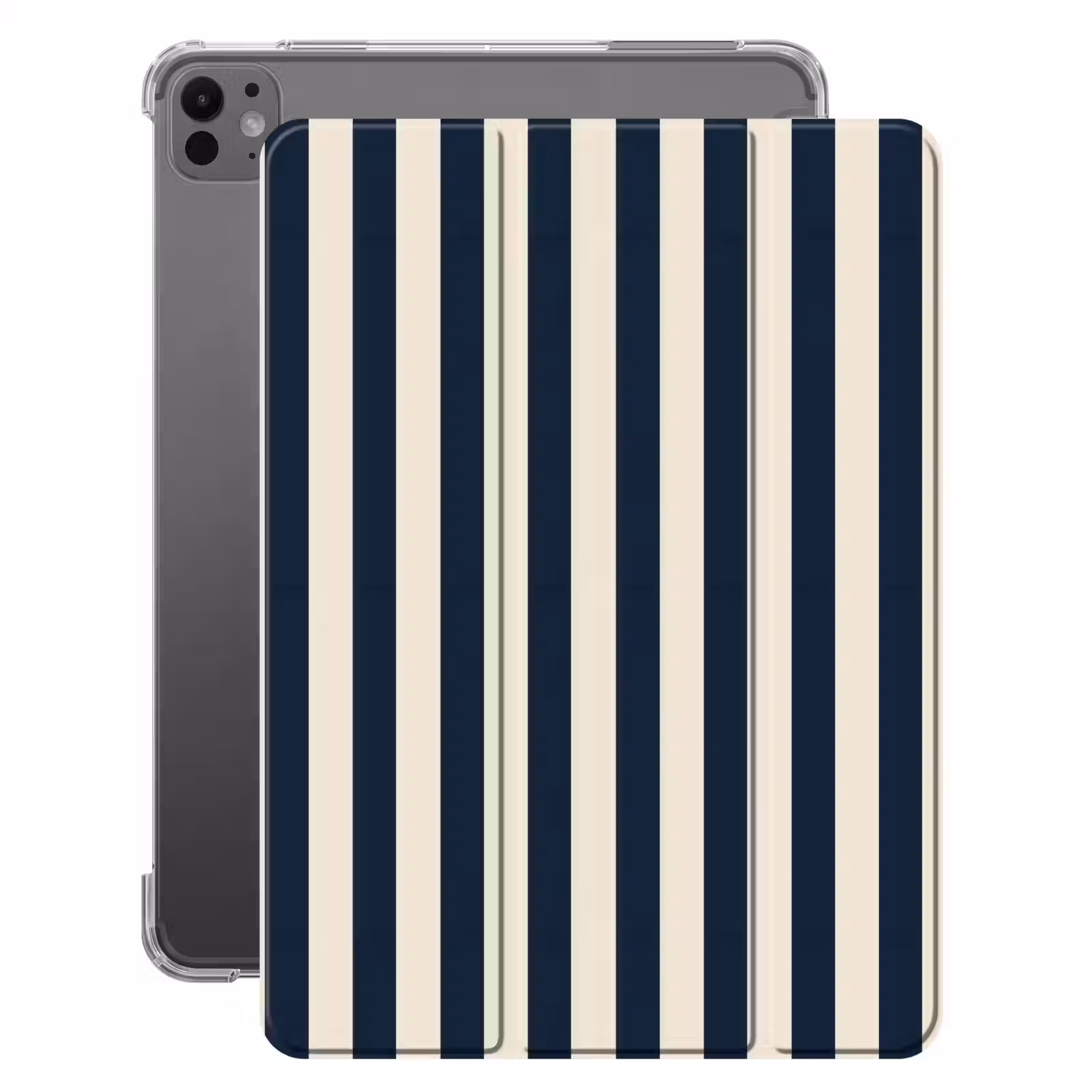 iPad-Hülle - Vertikale Streifen - Blau - Creme — 1