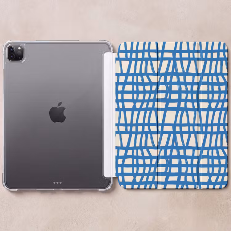 iPad-Hülle - Karomuster - Blau - Creme — 6