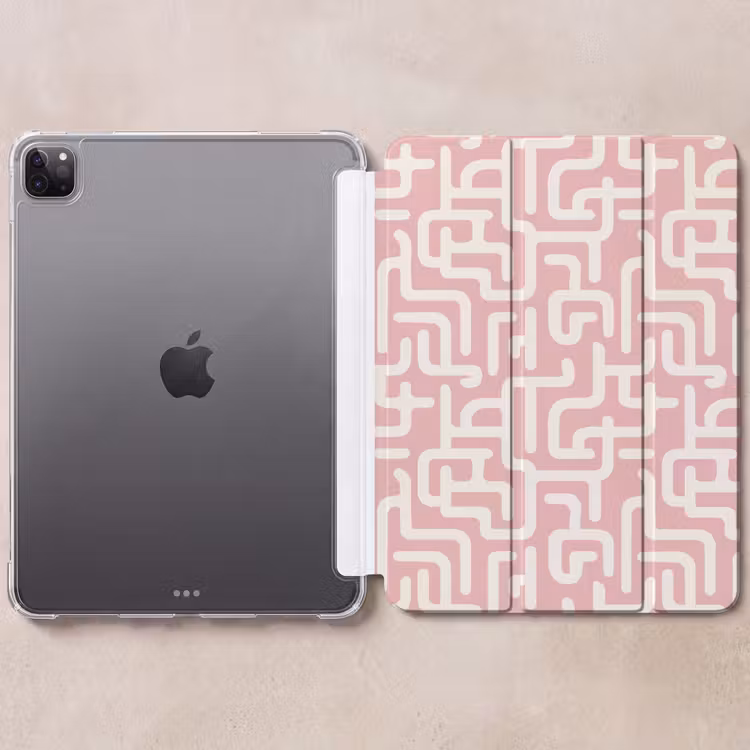 iPad-Hülle - Labyrinth-Muster - Rosa - Weiß - Abstrakt — 6