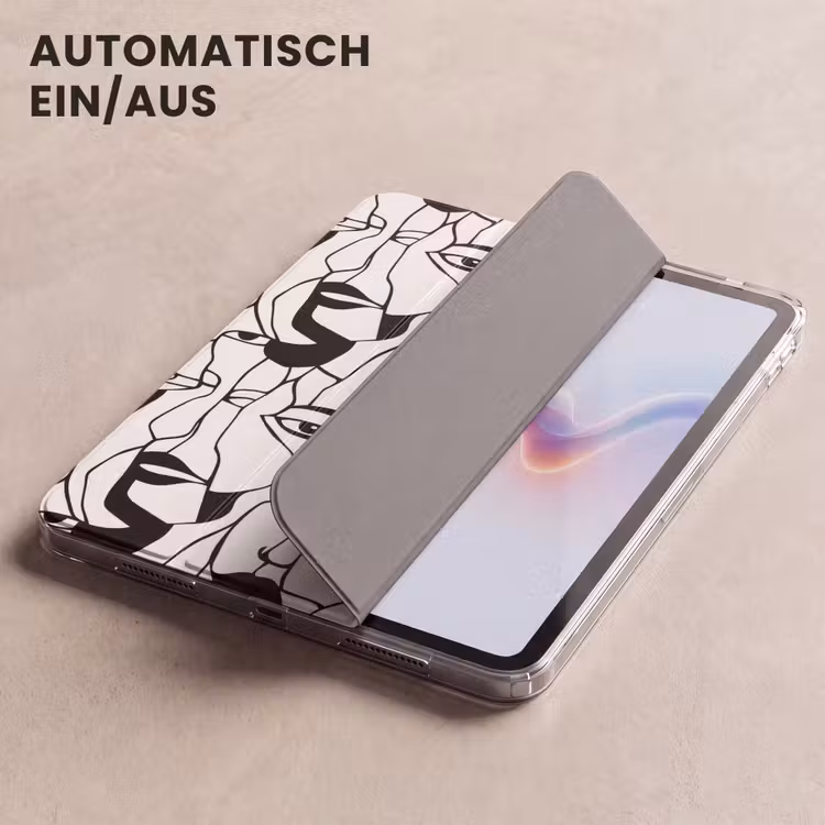 iPad-Hülle - Linien - Gesichter - Schwarz - Weiß — 5