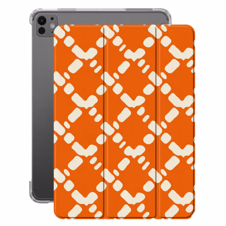 iPad-Hülle - Orange - Karomuster - Weiß — 1