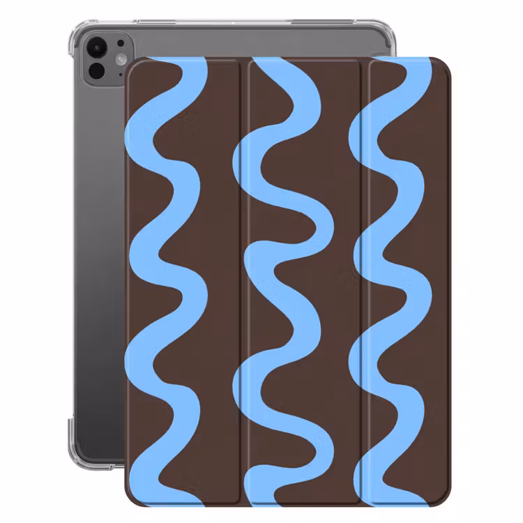 iPad-Hülle - Sich windende Linien - Blau - Braun - Minimalistisch — 1