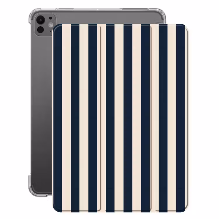 iPad-Hülle - Vertikale Streifen - Blau - Creme — 1