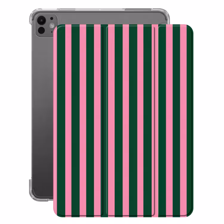 iPad-Hülle - Vertikale Streifen - Grün - Rosa — 1