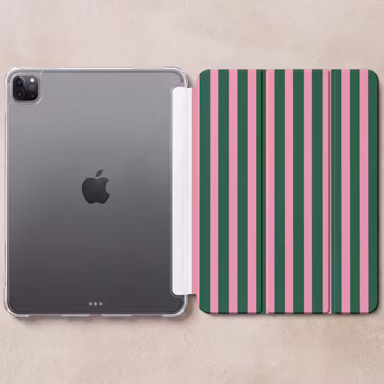 iPad-Hülle - Vertikale Streifen - Grün - Rosa — 6