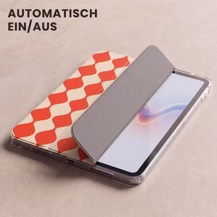 iPad-Hülle - Wellenförmiges Muster - Retro - Rot - Beige — 5