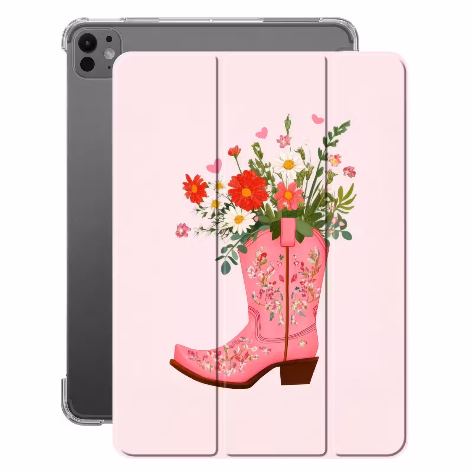 iPad-Hülle - Cowboystiefel - Rosa - Strauß - Blumen — 1