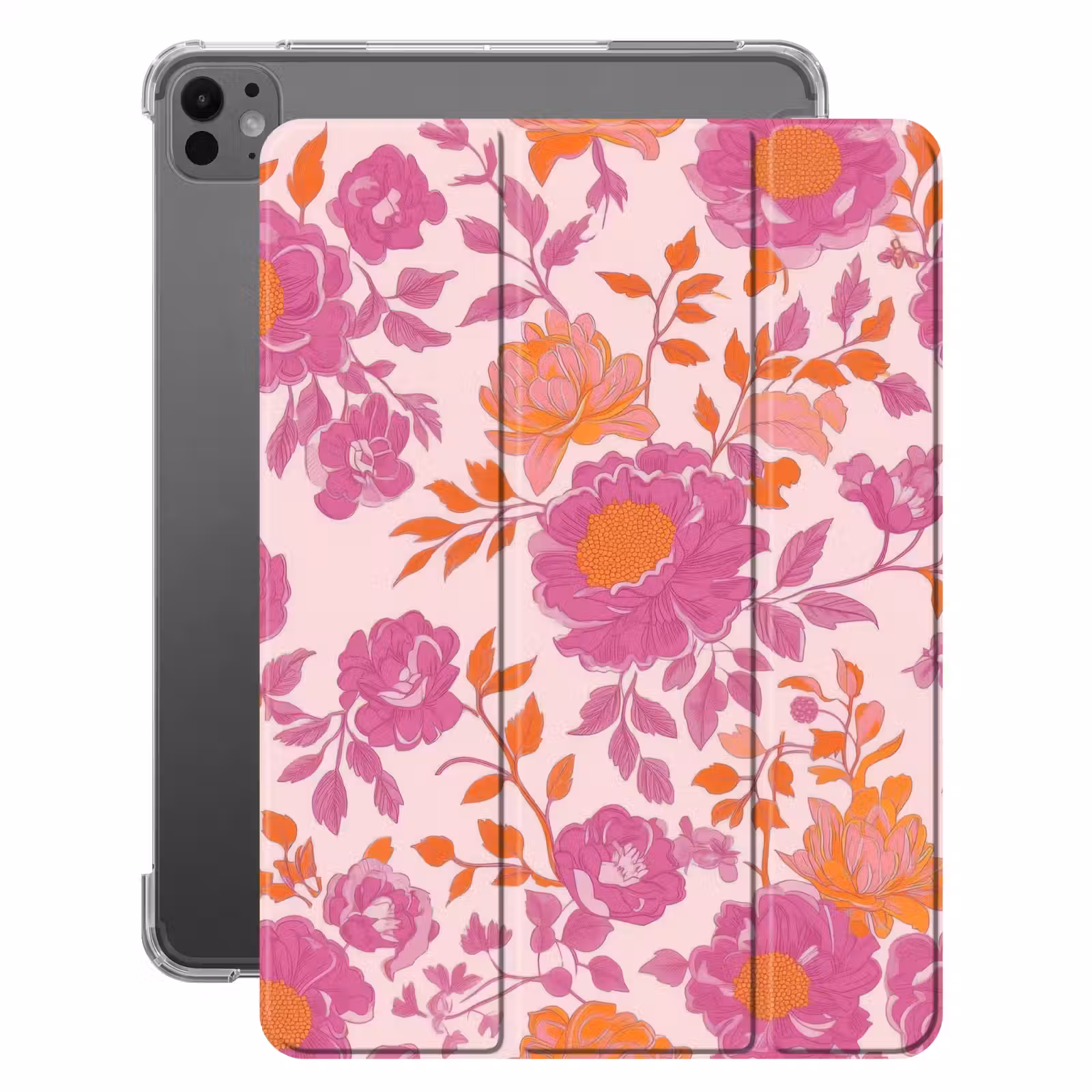 iPad-Hülle - Florales Muster - Rosa - Orange - Blumen — 1