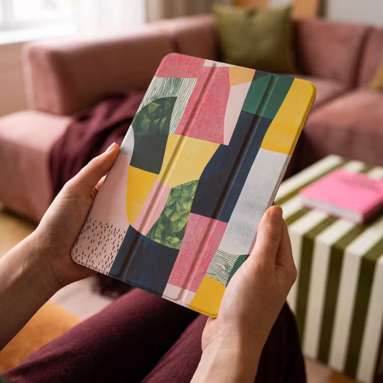 iPad-Hülle - Abstrakt - Rosa - Formen - Gelb — 4