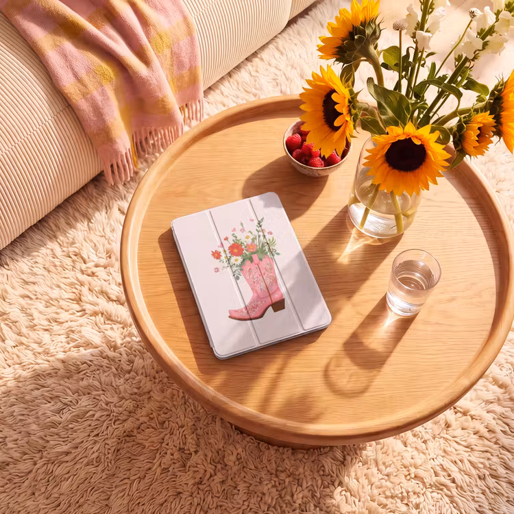 iPad-Hülle - Cowboystiefel - Rosa - Strauß - Blumen — 2