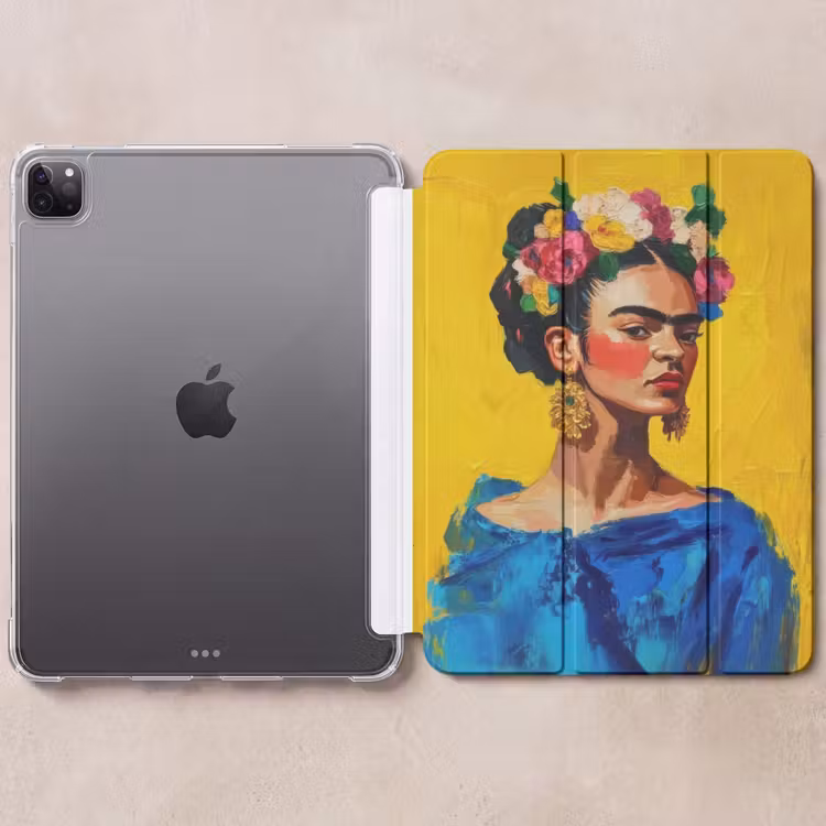 iPad-Hülle - Frida Kahlo - Frau - Gelb - Blau - Blumen — 6