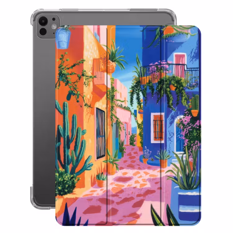 iPad-Hülle - Gelb - Blau - Orange - Haus — 1