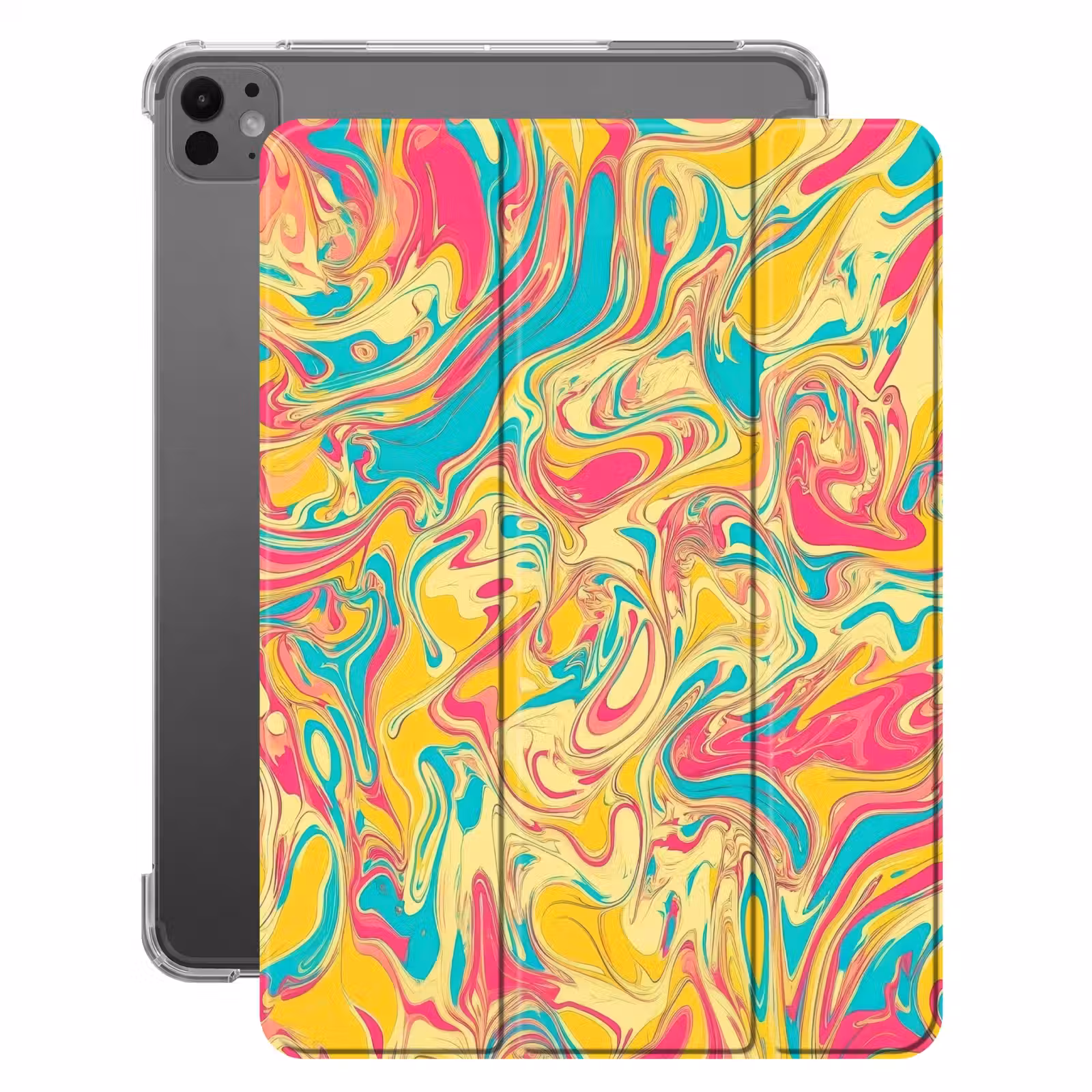 iPad-Hülle - Gelb - Rosa - Blau - Retro — 1