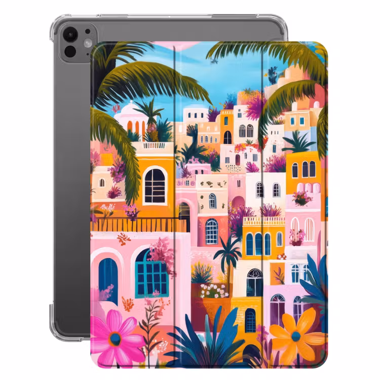 iPad-Hülle - Bunt - Rosa - Orange - Gelb - Blumen — 1