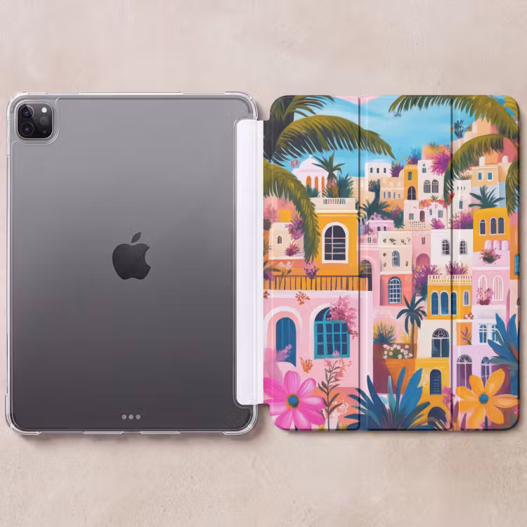 iPad-Hülle - Bunt - Rosa - Orange - Gelb - Blumen — 6
