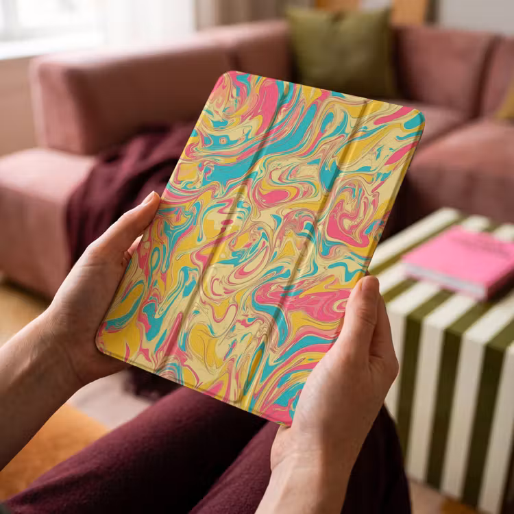 iPad-Hülle - Gelb - Rosa - Blau - Retro — 4