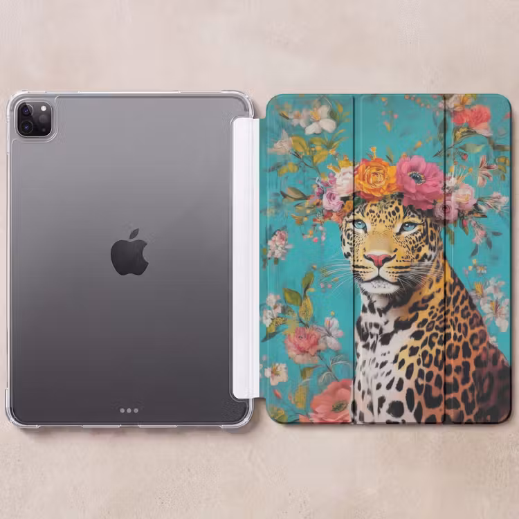 iPad-Hülle - Leopard - Blumen - Krone — 6