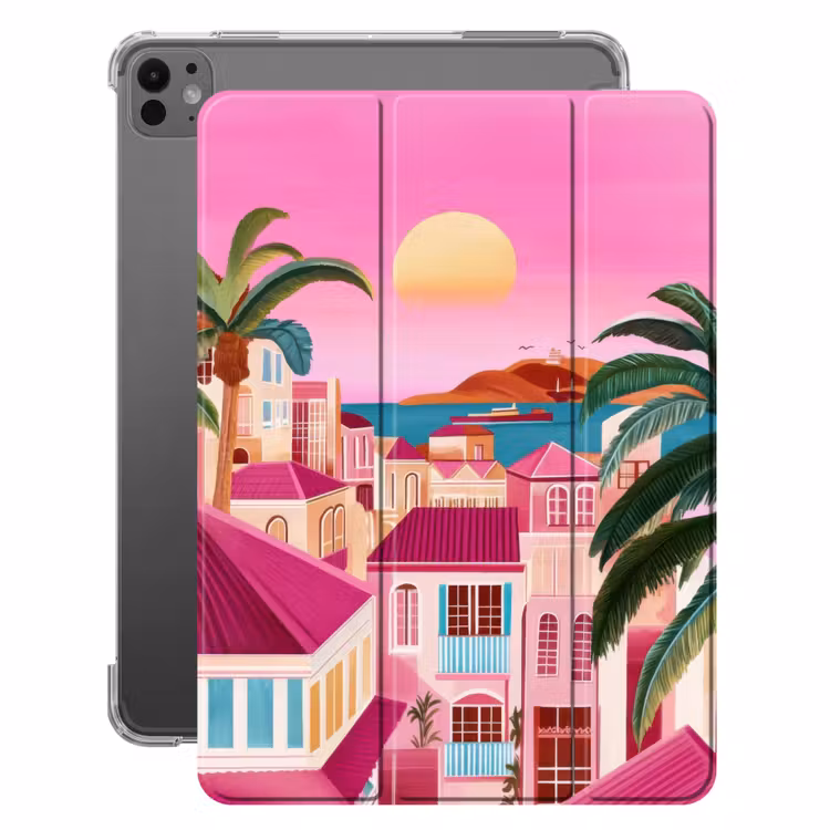 iPad-Hülle - Stadt - Rosa - Palmen — 1