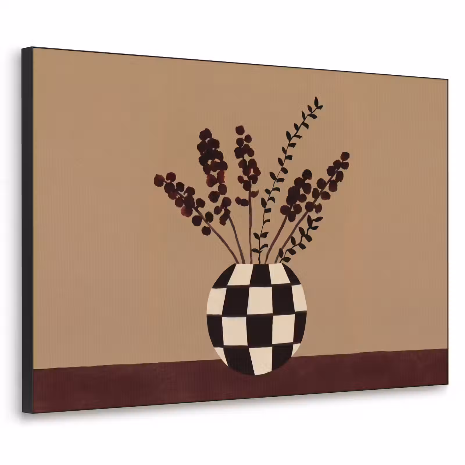 Art Frame - Minimalistisch - Vase - Blumen - Braun — 1