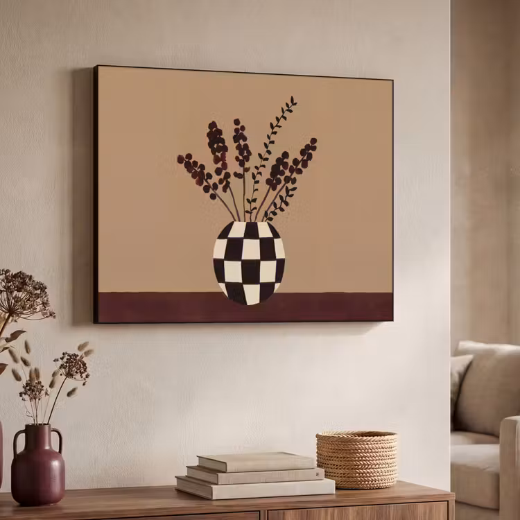 Art Frame - Minimalistisch - Vase - Blumen - Braun — 3