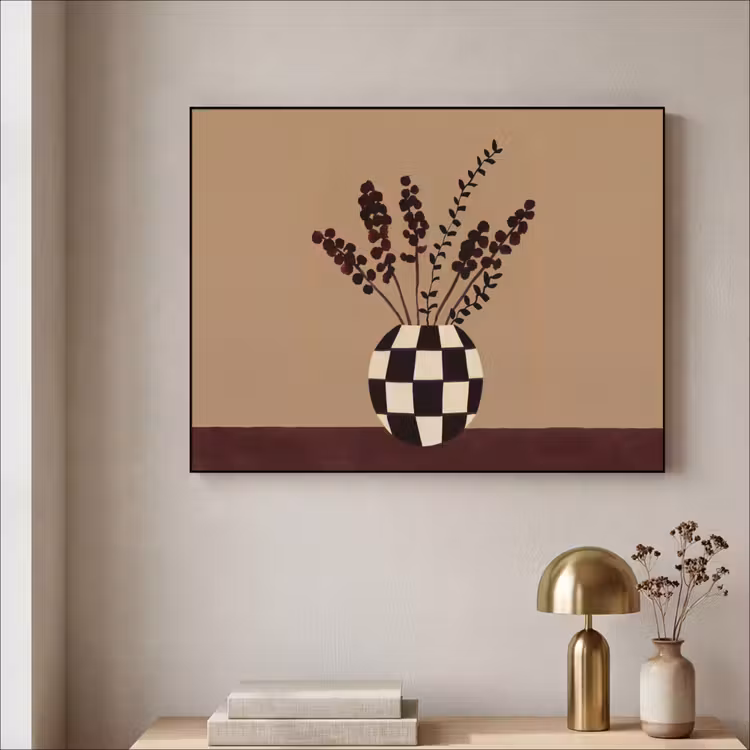 Art Frame - Minimalistisch - Vase - Blumen - Braun — 4
