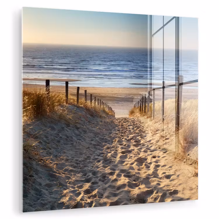 Glasbild - Strand - Meer - Niederlande - Dünen - Sonne — 1
