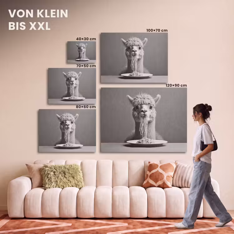 Akustikbild - Alpaka - Nudeln - Schwarz - Weiß - Lustig - Tiere — 7