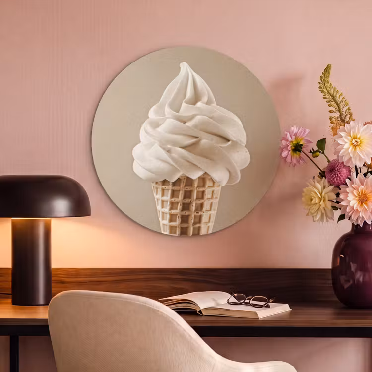 Akustikbild - Rund - Eiscreme - Softeis - Cremig - Horn - Beige — 6